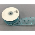 Sheer Wired Ribbon with Glitter Dots Lt Blue 1.5" 25y